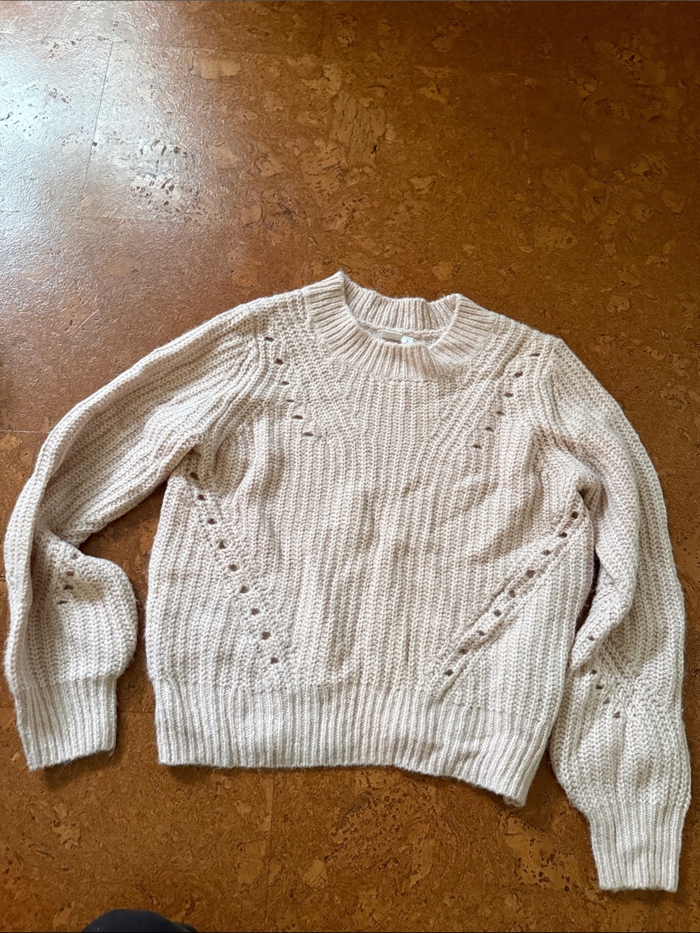 GAP Pink Crewneck Eyelet Knit Sweater